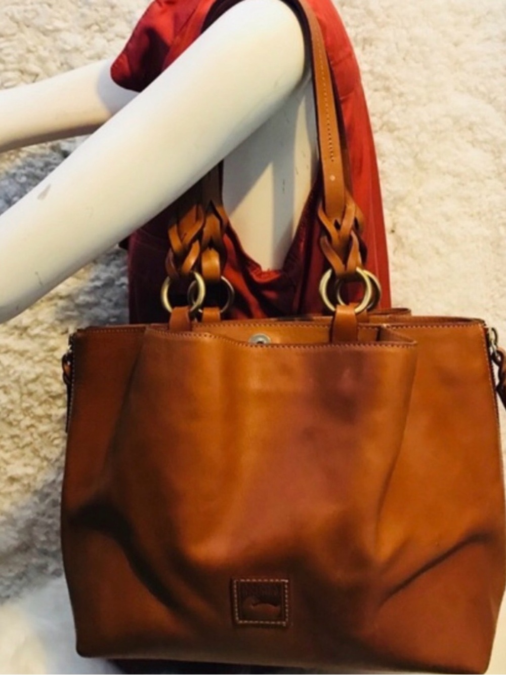 Dooney & Bourke Cognac Leather Braided-Handle Tote